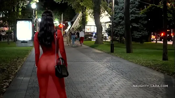 Big Red transparent dress in public my Videos