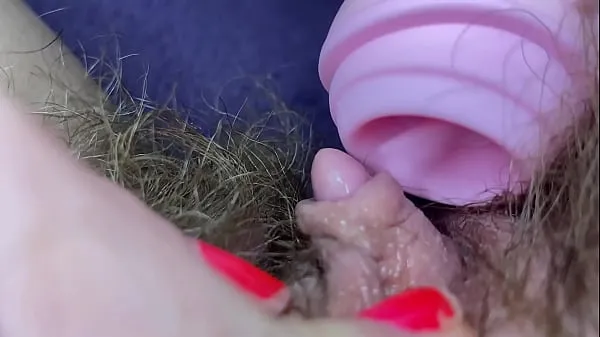 Big Testing Pussy licking clit licker toy big clitoris hairy pussy in extreme closeup masturbation my Videos