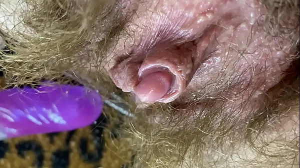 Big Bunny vibrator test masturbation POV closeup erected big clit wet orgasm hairy pussy my Videos